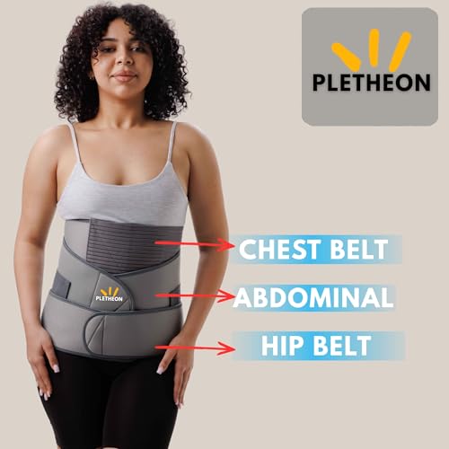 PLETHEON Post Pregnancy Waist Clincher | 3 in 1 Postpartum Belt for Women | Tummy Control Abdominal Binder | Back Support, Belly Compression | Slimming Shapewear Corset for Recovery (3 in 1 PPB-Grey) - Image 4