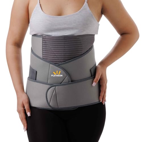 PLETHEON Post Pregnancy Waist Clincher | 3 in 1 Postpartum Belt for Women | Tummy Control Abdominal Binder | Back Support, Belly Compression | Slimming Shapewear Corset for Recovery (3 in 1 PPB-Grey) - Image 1