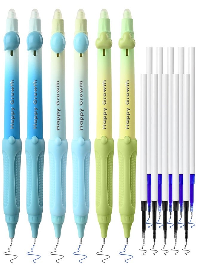 Temiary 6 Pcs Retractable Erasable Gel Pens & 10 Pcs Refills, Ink Pen with Eraser, 0.5 mm Fine Point Smooth Writing for Crossword Puzzles Journal Supplies (Morandi) - Image 1