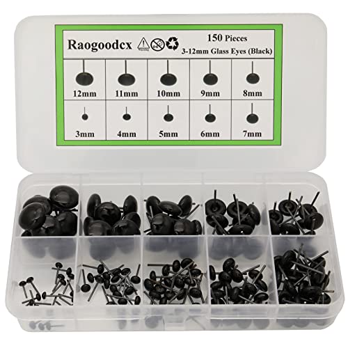 Raogoodcx 150Pcs Needle Felting Eyes mini Glass Black Eyes Kits for Teddy Puppets Dolls Wool Felting Crafts - Image 1