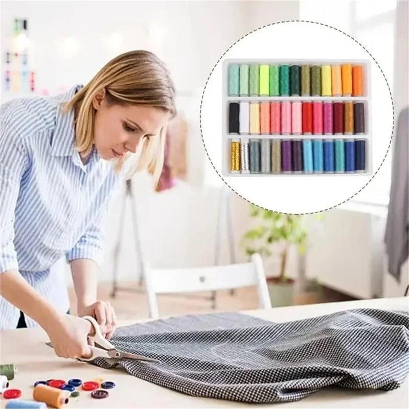 Sewing Thread Kits Colourful Sewing Thread Set Jeans Button DIY Crafts for Hand Stitching Embroidery Home Supplies(Set-B,3set) - Image 5