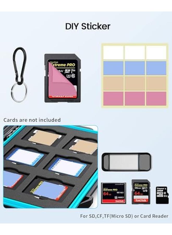 24 Slots Sd Card Case Holder Memory Card Case Water Resistant Anti Shock Memory Card Case For Sd Micro Sd Sdxc Sdhc Tf Card Carrying Storage Organizer Protector Cover With Labels And Carabiner