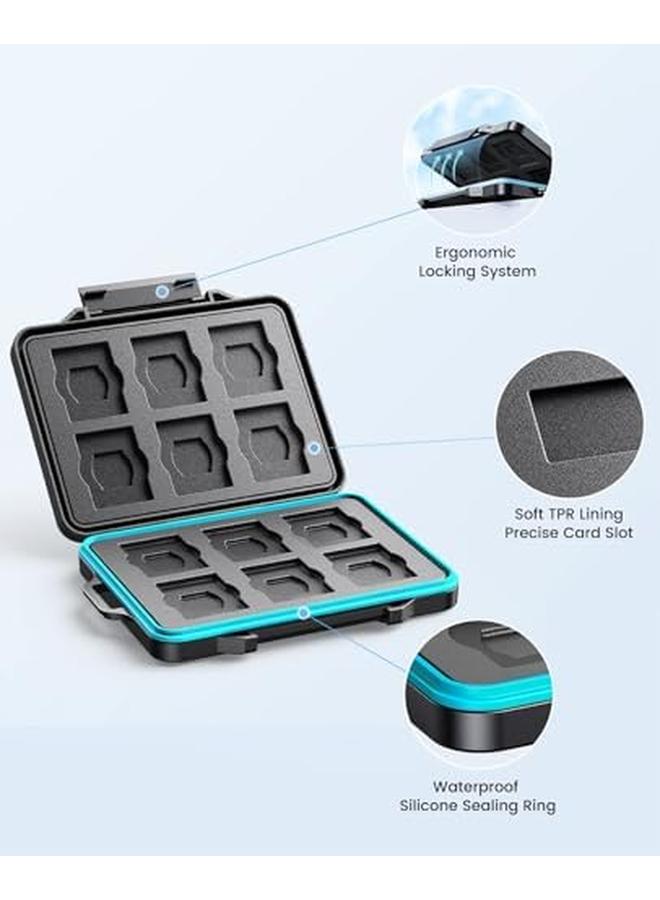24 Slots Sd Card Case Holder Memory Card Case Water Resistant Anti Shock Memory Card Case For Sd Micro Sd Sdxc Sdhc Tf Card Carrying Storage Organizer Protector Cover With Labels And Carabiner