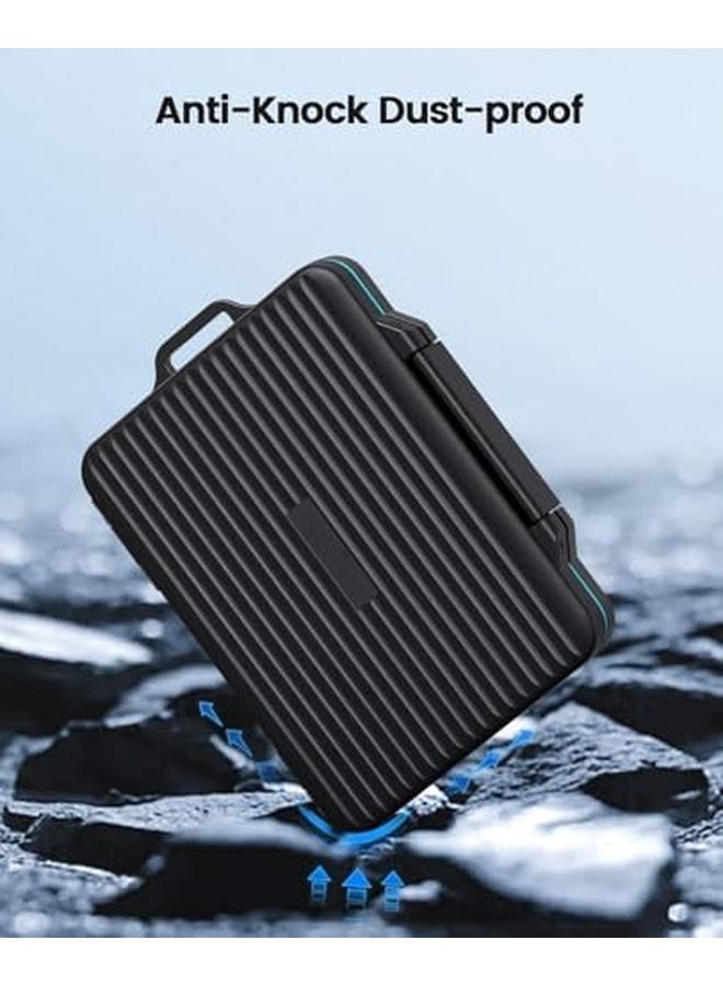 24 Slots Sd Card Case Holder Memory Card Case Water Resistant Anti Shock Memory Card Case For Sd Micro Sd Sdxc Sdhc Tf Card Carrying Storage Organizer Protector Cover With Labels And Carabiner
