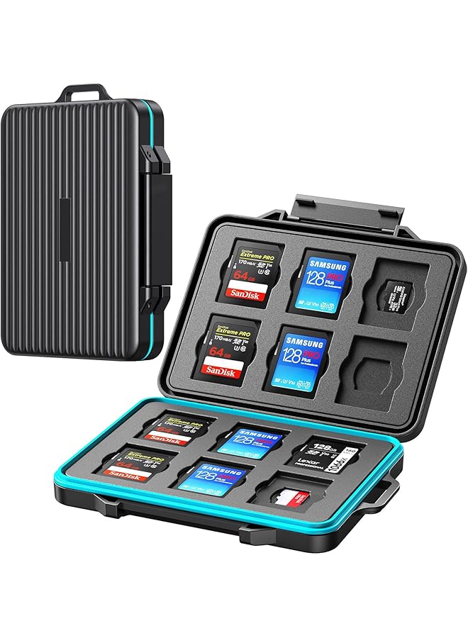 24 Slots Sd Card Case Holder Memory Card Case Water Resistant Anti Shock Memory Card Case For Sd Micro Sd Sdxc Sdhc Tf Card Carrying Storage Organizer Protector Cover With Labels And Carabiner