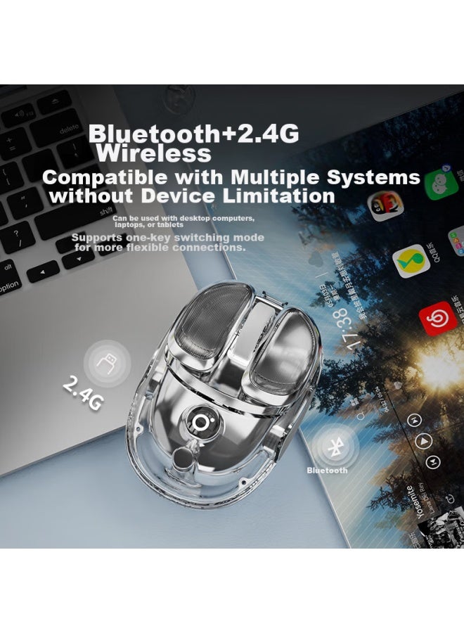 Eweadn Q9 Potato Wireless Bluetooth Dual-mode Transparent Mouse, Rechargeable Gaming Mouse For Pc And Laptop, Low-profile, Lightweight, Rgb Lighting Effects, Crystal White - Image 5