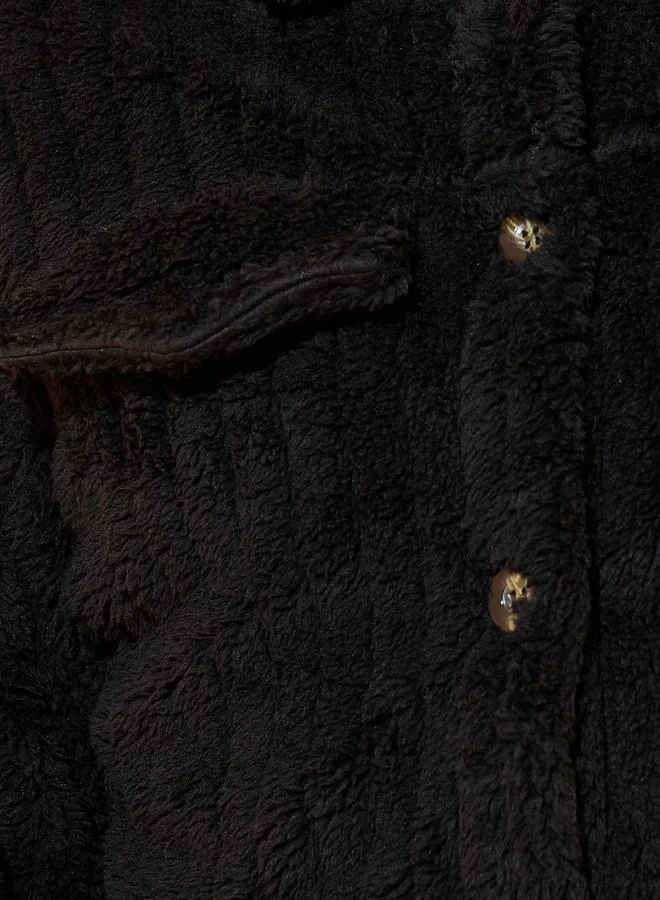 Take Two Drop Shoulder Button Up Teddy Jacket