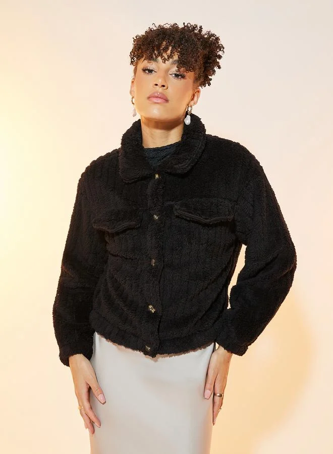 Take Two Drop Shoulder Button Up Teddy Jacket