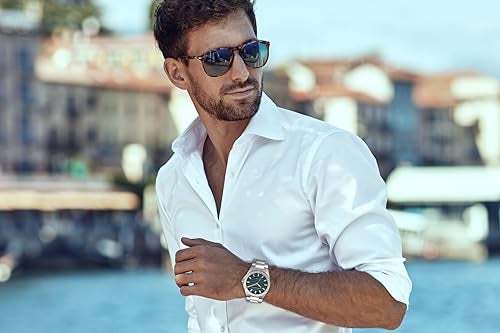 Perry Ellis Solar Powered Mens Watch Alloy Bracelet WaterResistant Analog Wrist Watches for Men 42mm Case Relojes para Hombres Elegant Gift for Man Silver - Image 3