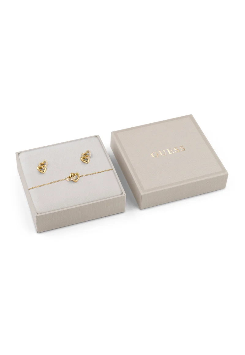 GUESS Heart Links Bracelet And  Studs