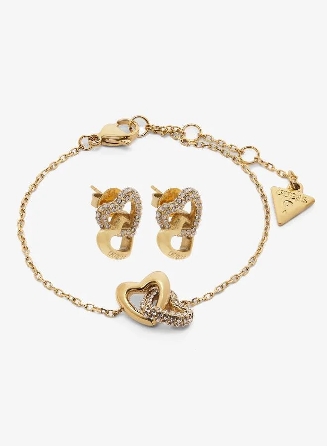 GUESS Heart Links Bracelet And  Studs