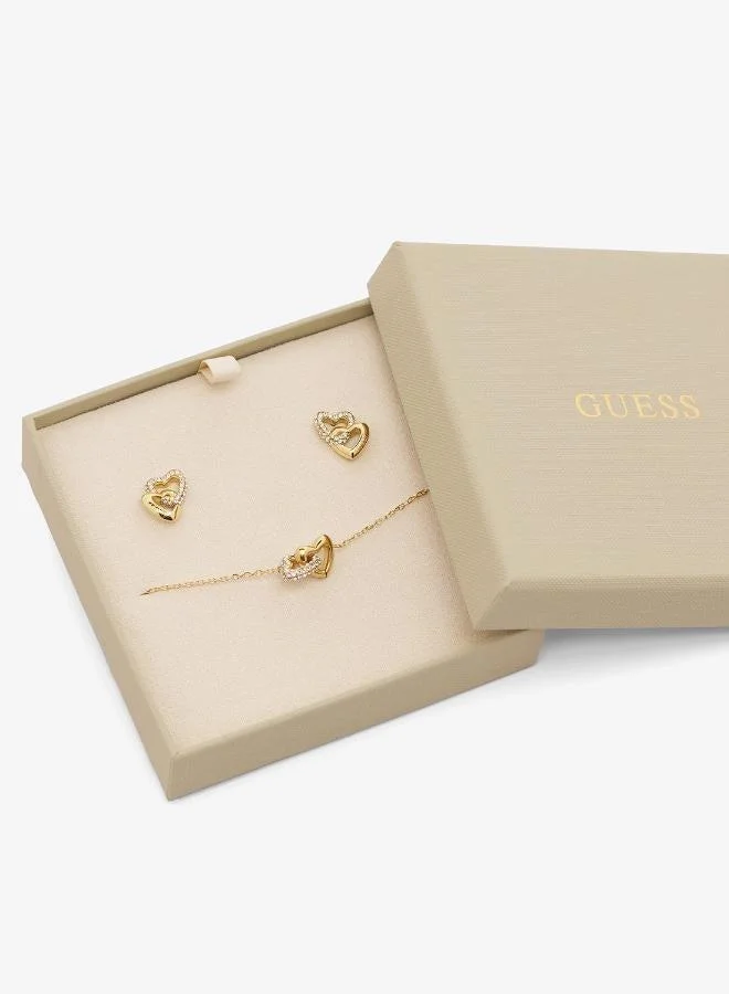 GUESS  Heart Links Bracelet And  Studs for Women | Best Price UAE