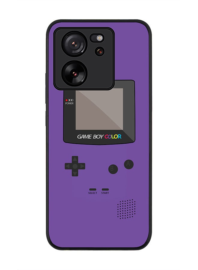 Stylizedd Rugged Black Edge case for Xiaomi 13T / Xiaomi 13T Pro, Slim fit Soft Flexible Rubber Edges Anti Drop Cover - Gameboy Color - Purple - Image 1