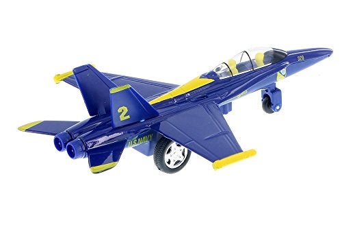 Playmaker Toys 🛦 United States Navy Blue Angels F/A-18 Super Hornet Fighter Jet 9 Inch Die Cast Metal Model Toy with Pullback Action - Image 2