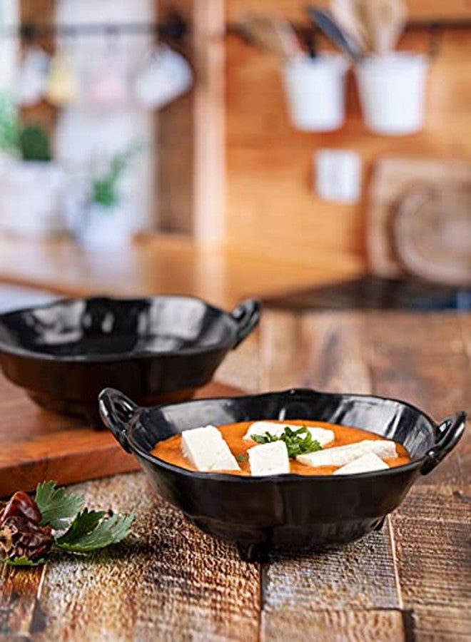 Goodhomes Melamine Serving Kadhai Bowl Set of 2, Black - 300 ML - Image 1