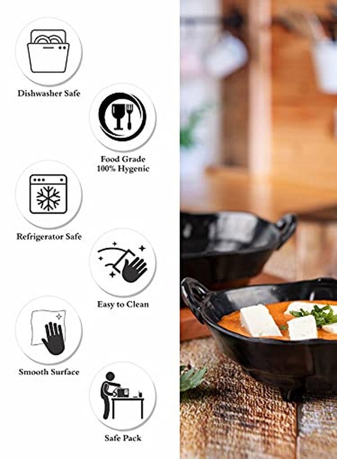 Goodhomes Melamine Serving Kadhai Bowl Set of 2, Black - 300 ML - Image 5