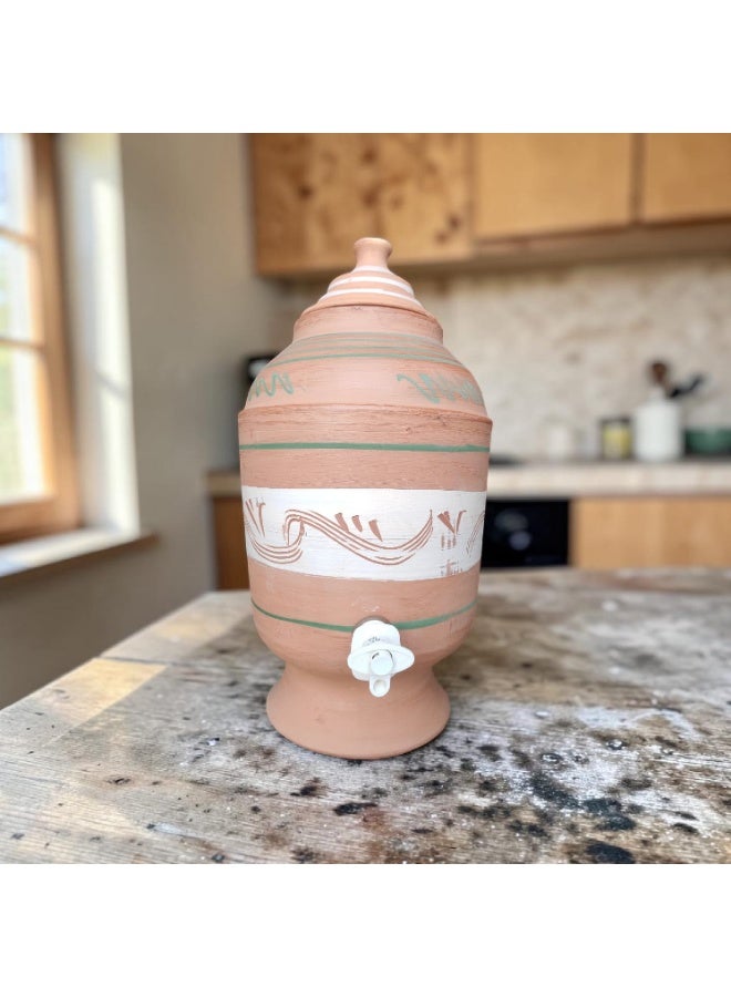 color zone pottery A 10-liter earthenware jar with a uniquely colored tap – handmade from natural clay - Image 2
