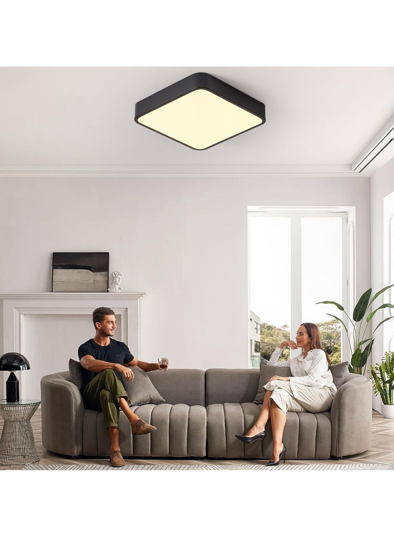 الجا الحاجة مصباح إضاءة سقف LED للسقف بقدرة 36 واط، مصباح سقف LED مربع أسود 3000K بإضاءة دافئة 3000K، مصباح سقف LED مسطح نحيف 2160LM، مصابيح سقف مسطحة حديثة لمدخل المطبخ والممر والشرفة 15.7 بوصة - Image 2