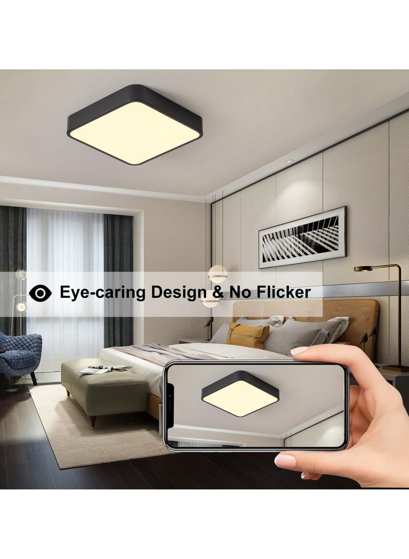 الجا الحاجة مصباح إضاءة سقف LED للسقف بقدرة 36 واط، مصباح سقف LED مربع أسود 3000K بإضاءة دافئة 3000K، مصباح سقف LED مسطح نحيف 2160LM، مصابيح سقف مسطحة حديثة لمدخل المطبخ والممر والشرفة 15.7 بوصة - Image 5