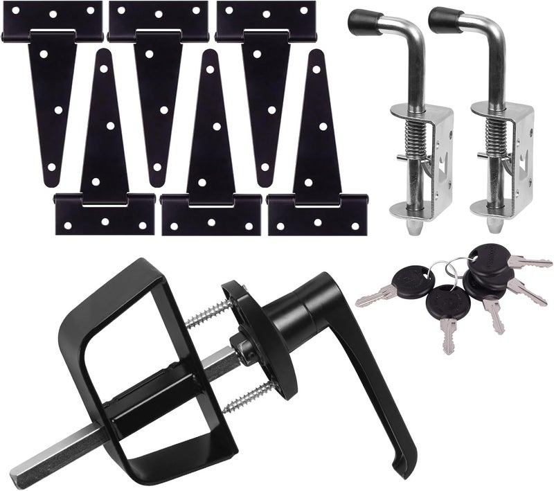 GEDSIOLD Shed Door Hardware - Complete with Hinges, Latches, and L-Handle Lock - Includes Window and Door/Window Hinge Set, for Gates, playrooms - Image 1