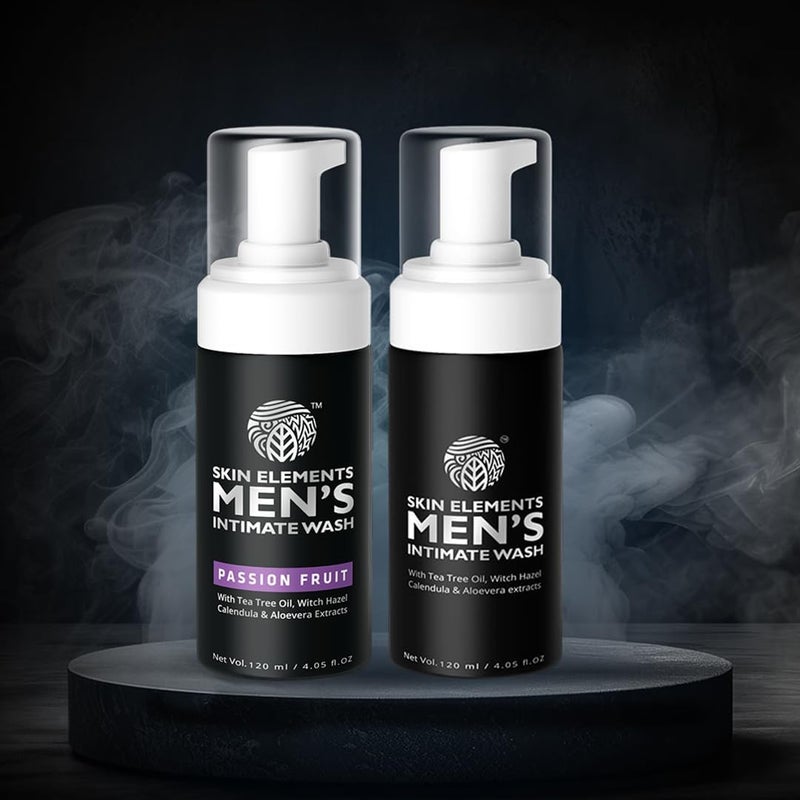 Skin Elements Men's Intimate Wash Combo | Tea Tree Oil (Classic)+Passion Fruit | Controls Unwanted Sweat & Bad Odor | Refreshes Intimate Area | 240 ml | Pack of 2 - Image 2
