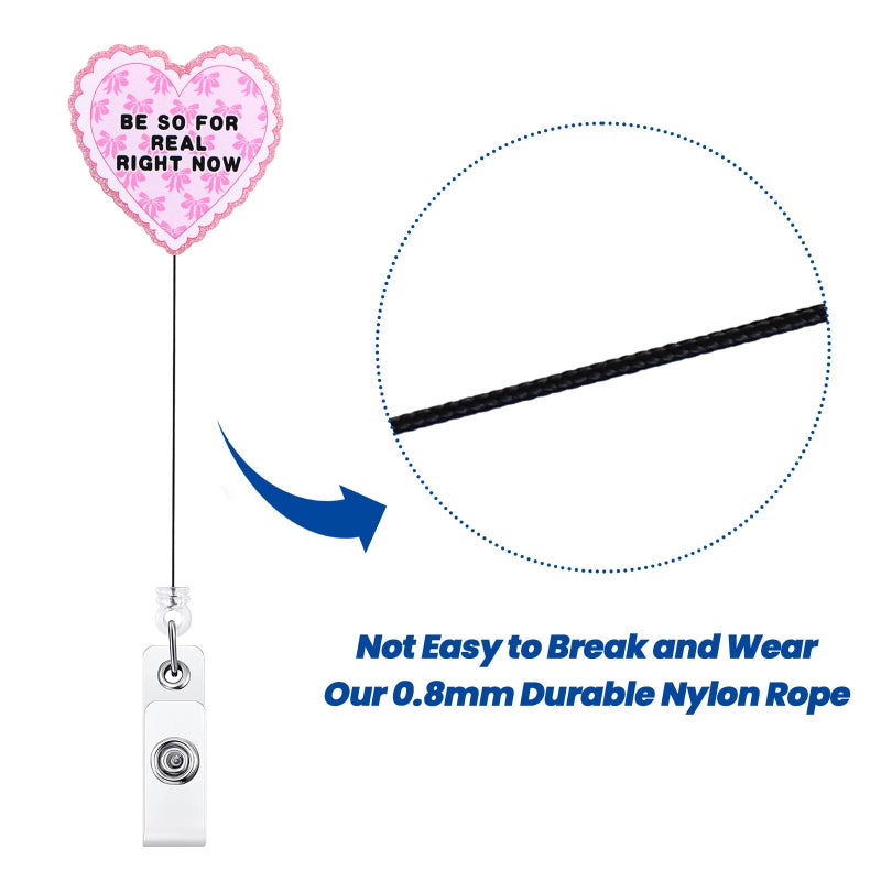 BEZTN Be so for Real Right Now Funny Heart Shaped Badge Reel, Cute Pink Retractable ID Card Badge Holder, Name Work Badge Clip for Pediatric Healthcare Coworker Friends, Nurse Gifts, Office Stocking Stuffer - Image 5