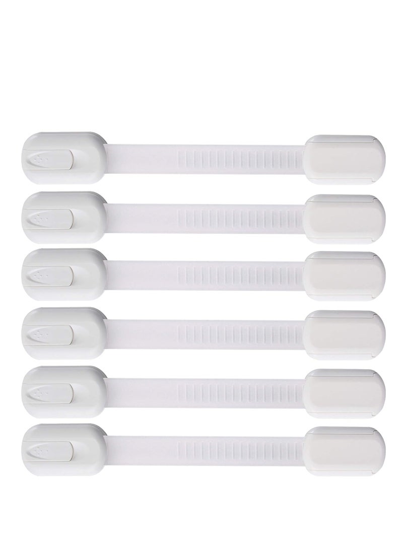 Generic 6 Pack Multi-Use Adhesive Straps Locks - Childproofing Baby Proofing Cabinet Latches for Drawers, Fridge, Dishwasher, Toilet Seat, Cupboard, Oven,Trash Can, No Drilling (White) (6) 