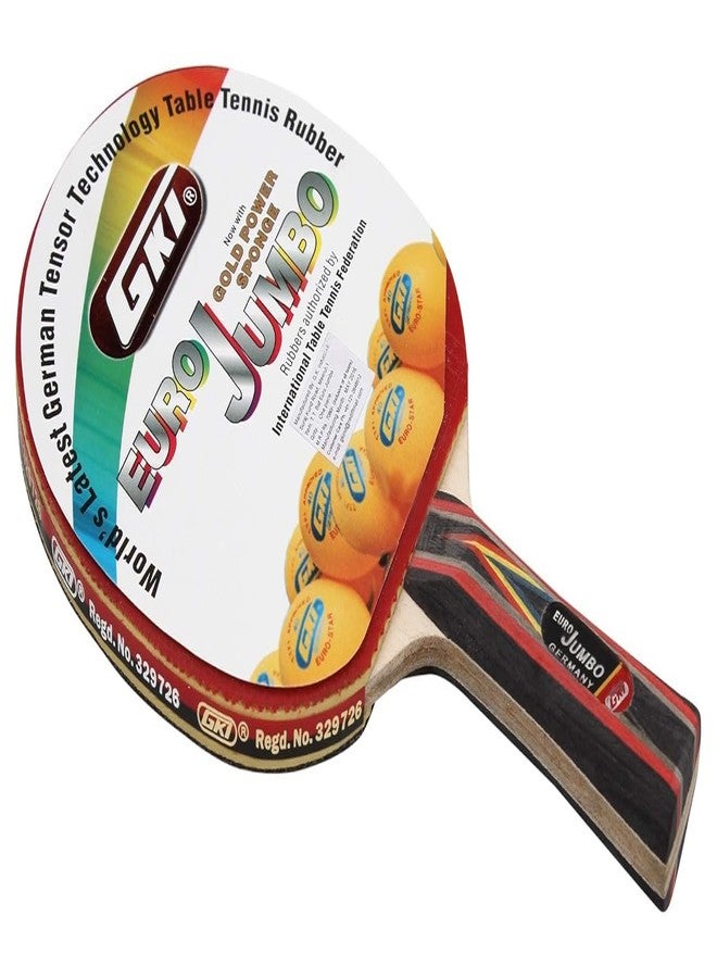 GKI Euro Jumbo Wood Table Tennis Racquet with Double Zip tatron Bag - Image 2