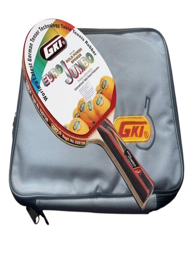 GKI Euro Jumbo Wood Table Tennis Racquet with Double Zip tatron Bag - Image 4