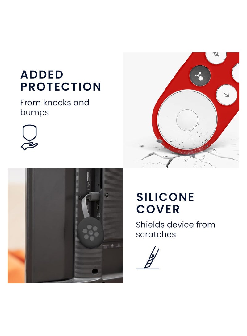 SYOSI Remote Cover Set, Compatible with Google Chromecast 2020 4K (not for New-Generation) Remote and Device Case 2 Piece Set, for 2020 Chromecast Voice Remote, Shockproof Washable Cover (Red) - Image 3