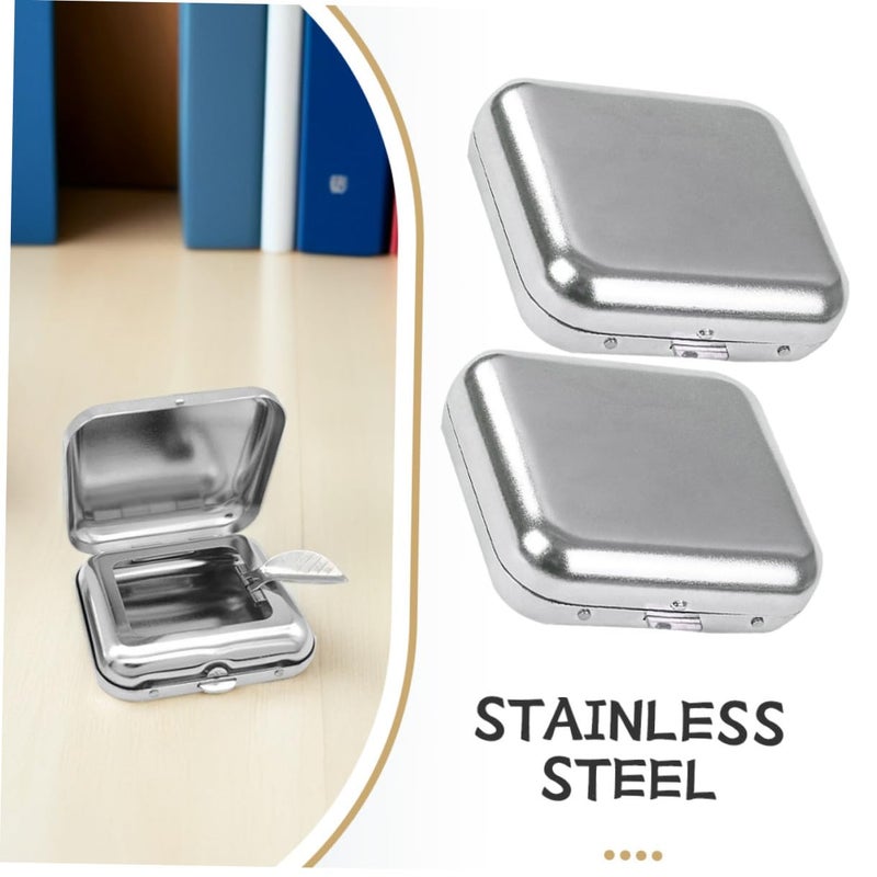 Portable Stainless Steel Ashtray with Lid Mini Travel Car Pocket Cigarette Butt Container - Image 4