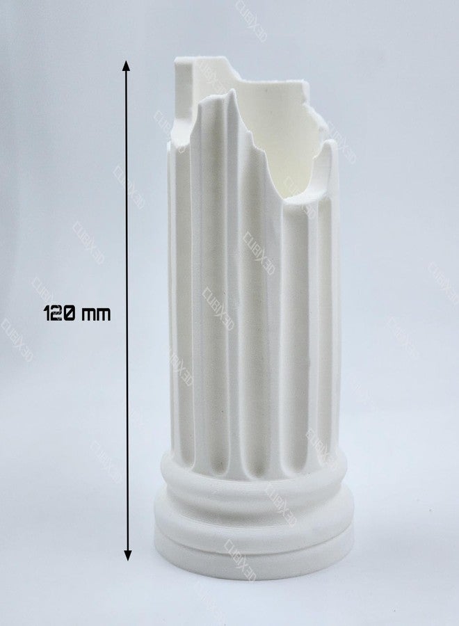 CUBIX3D White Greek Column Pen Stand - 3D Printed Broken Pillar Desk Organizer | Premium Tabletop Holder for Pens, Brushes & Stationery - 120 mm Home & Office Decor - Image 4