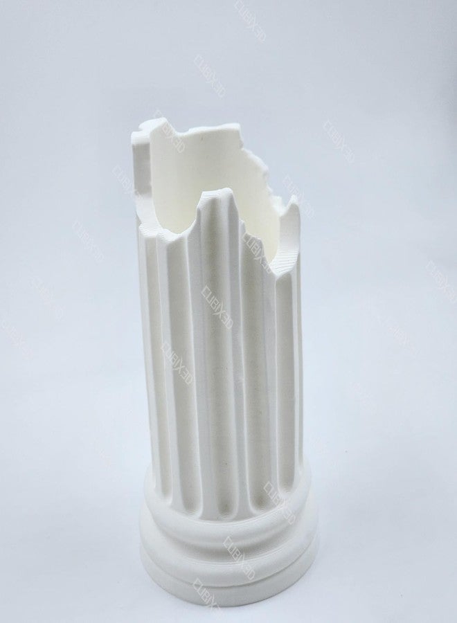 CUBIX3D White Greek Column Pen Stand - 3D Printed Broken Pillar Desk Organizer | Premium Tabletop Holder for Pens, Brushes & Stationery - 120 mm Home & Office Decor - Image 5