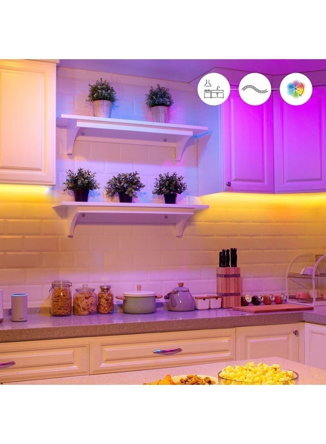 Wiz Smart Wi-Fi & Bluetooth RGB LED Strip Light Starter Kit 2m,Matter Certified, 16M Colors + Tunable White 2700K–6500K, 1600lm, Works with Alexa/Google Home/Apple Home And App Control for Indoor Home Lighting, Livingroom, Bedroom and Decoration. - Image 5