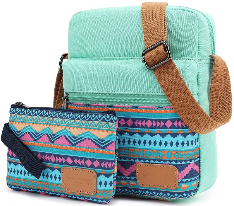 Leaper Girls Crossbody Purses 2 PCS Floral Messenger Bag Canvas Crossbody Bag and Purse Set for Women (SD08-Yellow) - Image 4