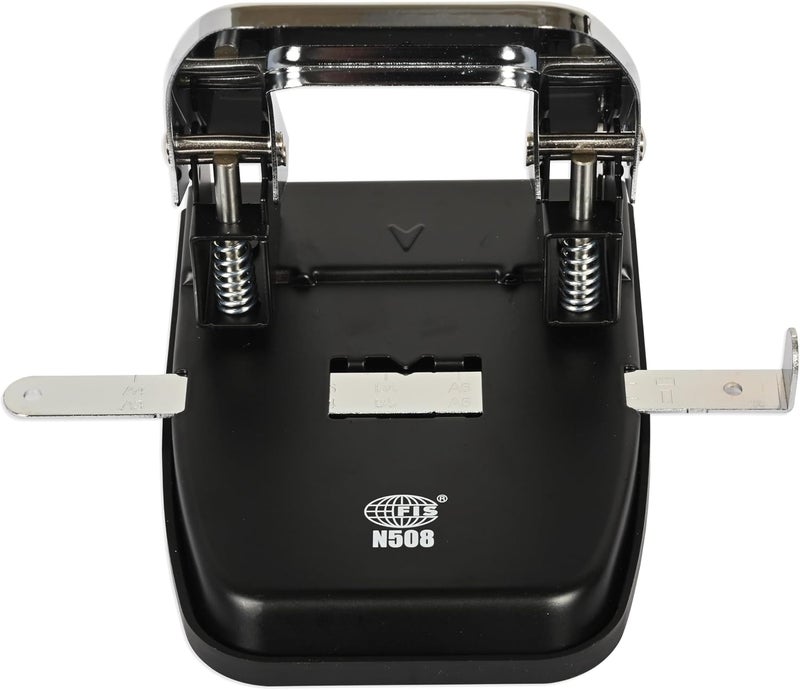 FIS Heavy Duty Metal Punch N508 - 80mm Capacity, All Metal Construction, Adjustable Paper Guide, Black - Image 4