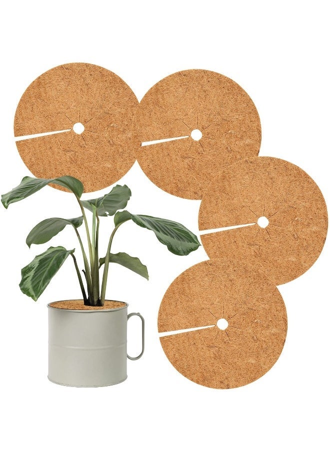 Coconut Fibers Tree Mulch Ring Mat 11.8 Inch Natural Coco Coir Tree Protection Mats for Cypress, Landscaping, Tree Disc Plant Cover, Soil Cover for Indoor Outdoor Plants 4pcs 
