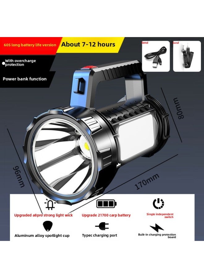 Strong Flashlight Rechargeable Super Bright Outdoor Searchlight Portable Lamp Long-range Household Durable Portable Small Emergency Light 