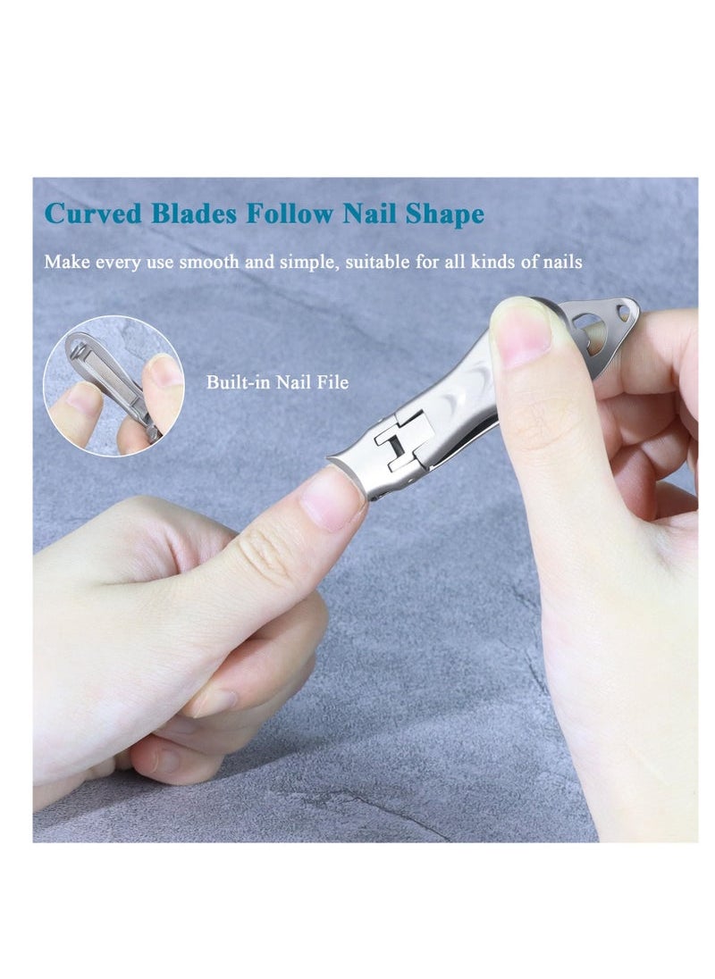 Generic - Thin Keychain Nail Clippers, Fingernail Clipper with Catcher Splash Proof, Sharp Foldable Stainless Steel Small Nail Cutter, Trim Fingernail Toenail Built-in Nail File for Men Women - Image 1