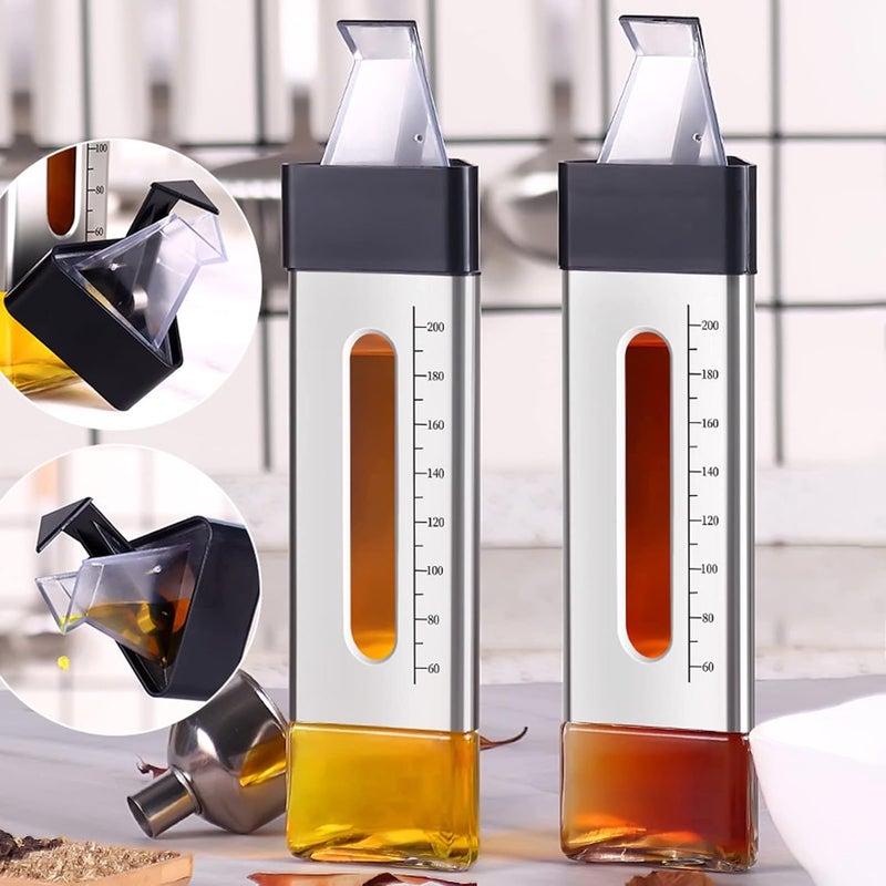 ATOOZED Glass Oil Bottle Dispenser Vinegar Liquid Pour Spout Bottle Container Pot Kitchen Seasoning Bottle 200 ml - Image 3