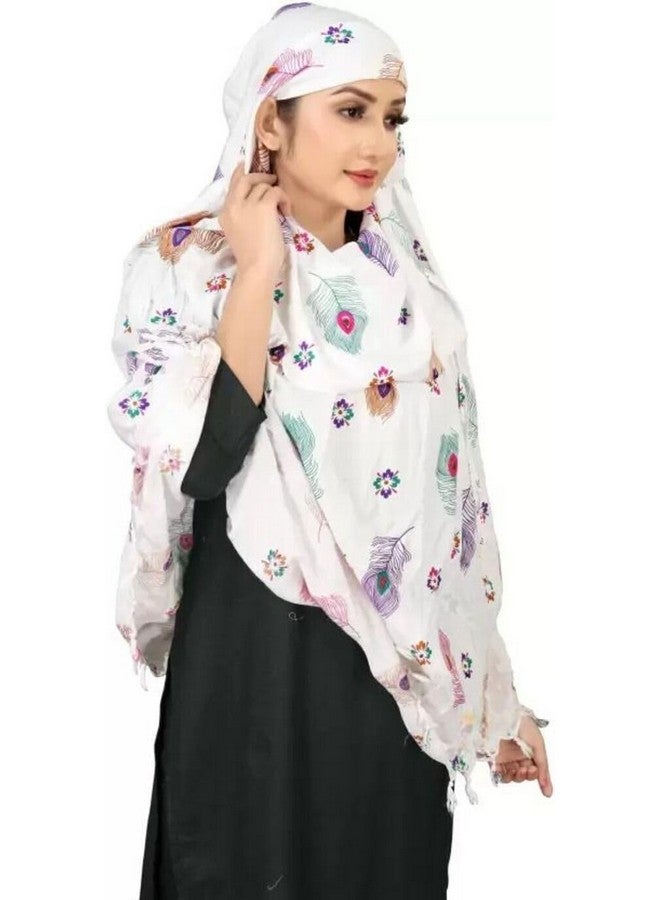 KITDAO Lightweight Women’s Cotton Scarf - Beautiful Hand-Printed Wrap for Travel, Beach, Work, and Everyday Chic Outfits (FEATHER SCARF) - Image 2