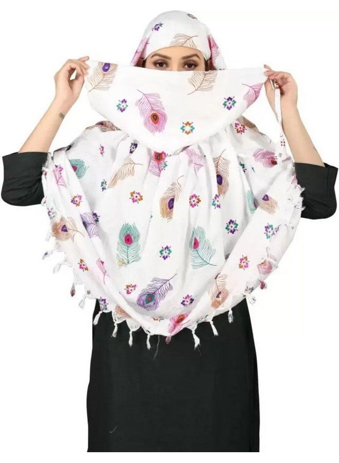 KITDAO Lightweight Women’s Cotton Scarf - Beautiful Hand-Printed Wrap for Travel, Beach, Work, and Everyday Chic Outfits (FEATHER SCARF) - Image 5