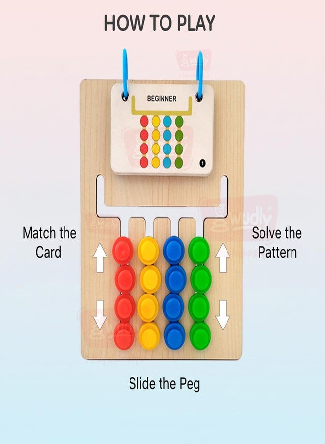WUDLY® Wooden Logic Board for Kids - Montessori Pattern Matching Toy - Colour Sorting & Sequence Game Cognitive Skill & Brain Development Board Fine Motor Activity Preschool Learning Educational Toy - Image 4