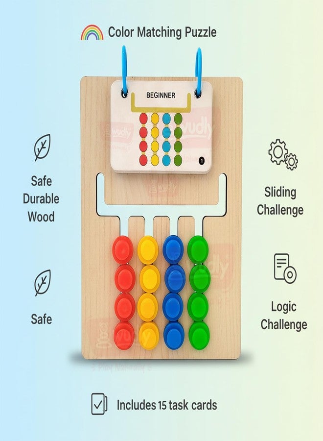 WUDLY® Wooden Logic Board for Kids - Montessori Pattern Matching Toy - Colour Sorting & Sequence Game Cognitive Skill & Brain Development Board Fine Motor Activity Preschool Learning Educational Toy - Image 5