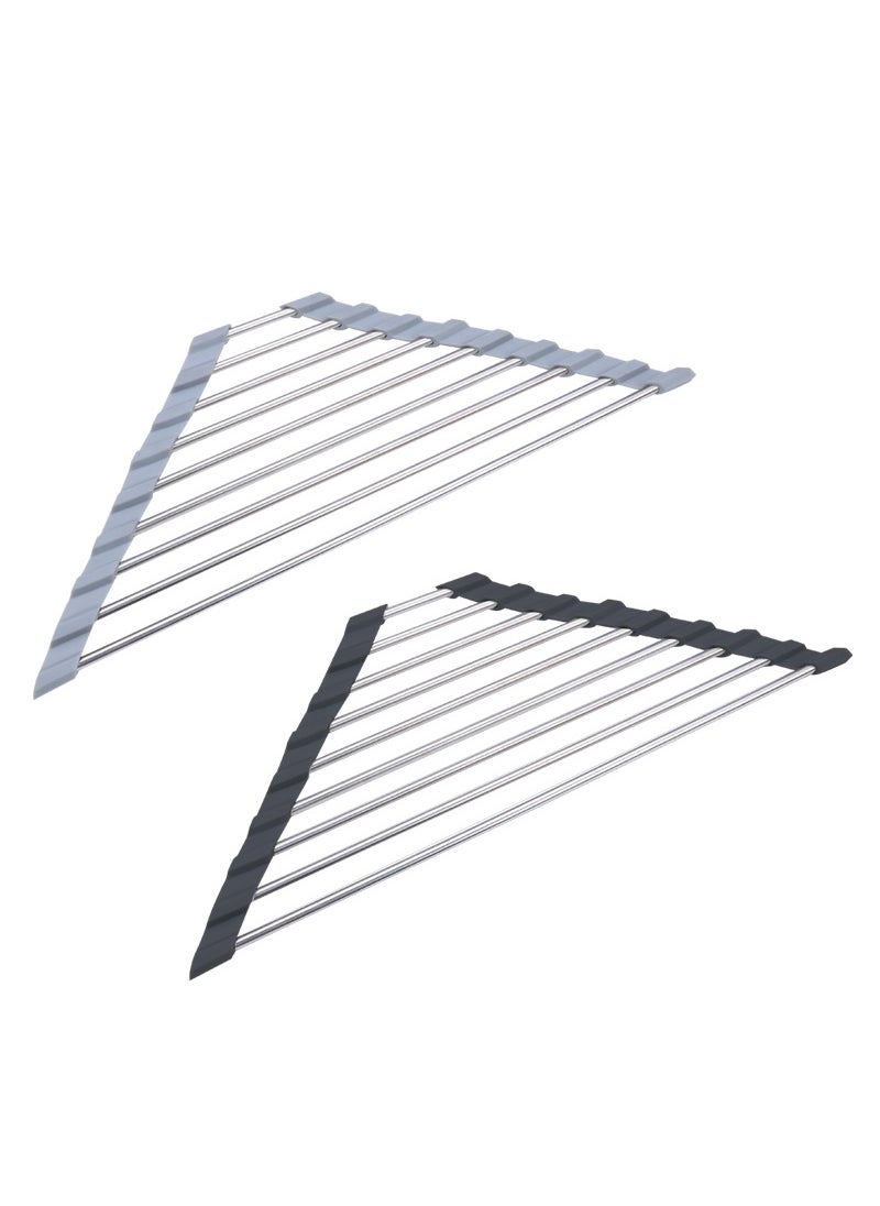 Generic - Roller Shutter Folding Triangle Sink Storage Rack Drain Rack Bowl Chopsticks Rack Sponge Filter Rack Stainless Steel Storage - Image 1