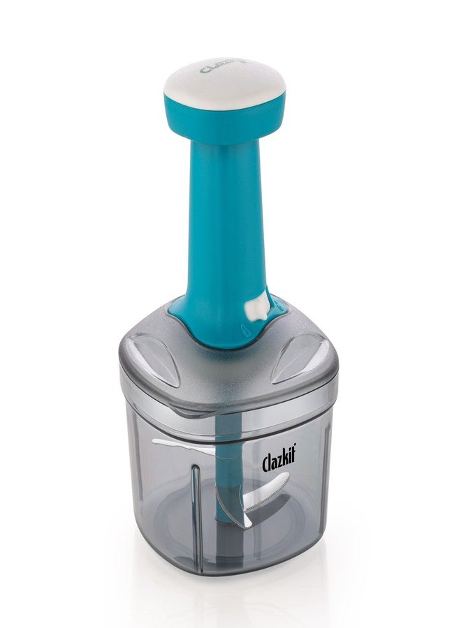 Clazkit Push Chopper Manual Hand Press Push Chopper with 3 Blades for Effortless Chopping Vegetables & Fruits-750ML, Color May Vary - Image 1