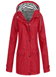 Women Solid Rain Outdoor Plus Waterproof Hooded Raincoat Windproof Jacket Coat