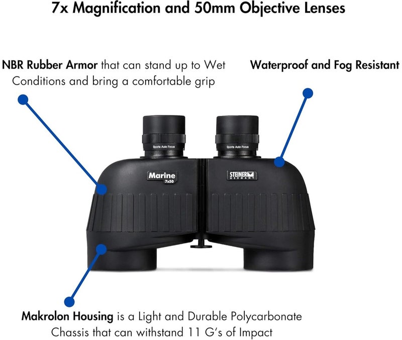 Steiner Marine Binoculars for Adults and Kids 7x50 Binoculars for Bird Watching Hunting Outdoor Sports Wildlife Sightseeing and Concerts - Quality Performance Water-Going Optics - Image 3