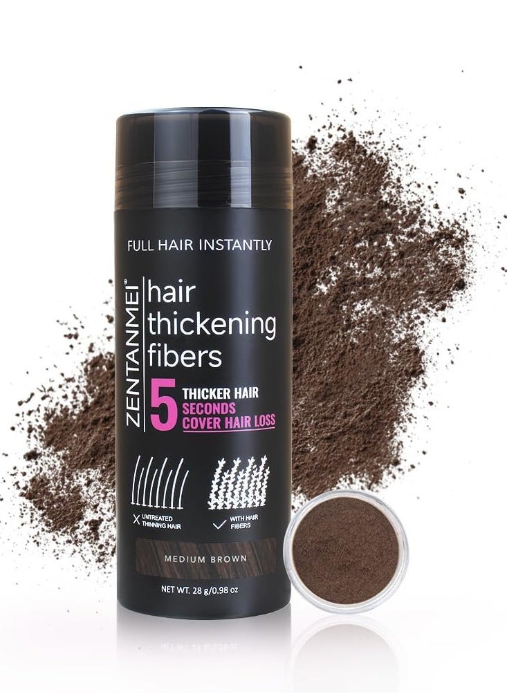 ZENTANMEI Hair Fibers for Thinning Hair for Women All-Natural Hair Building Fibers 0.98 Oz Hair Volume Powder Bald Spot Cover Up for Men & Women (Medium Brown)  - Image 1