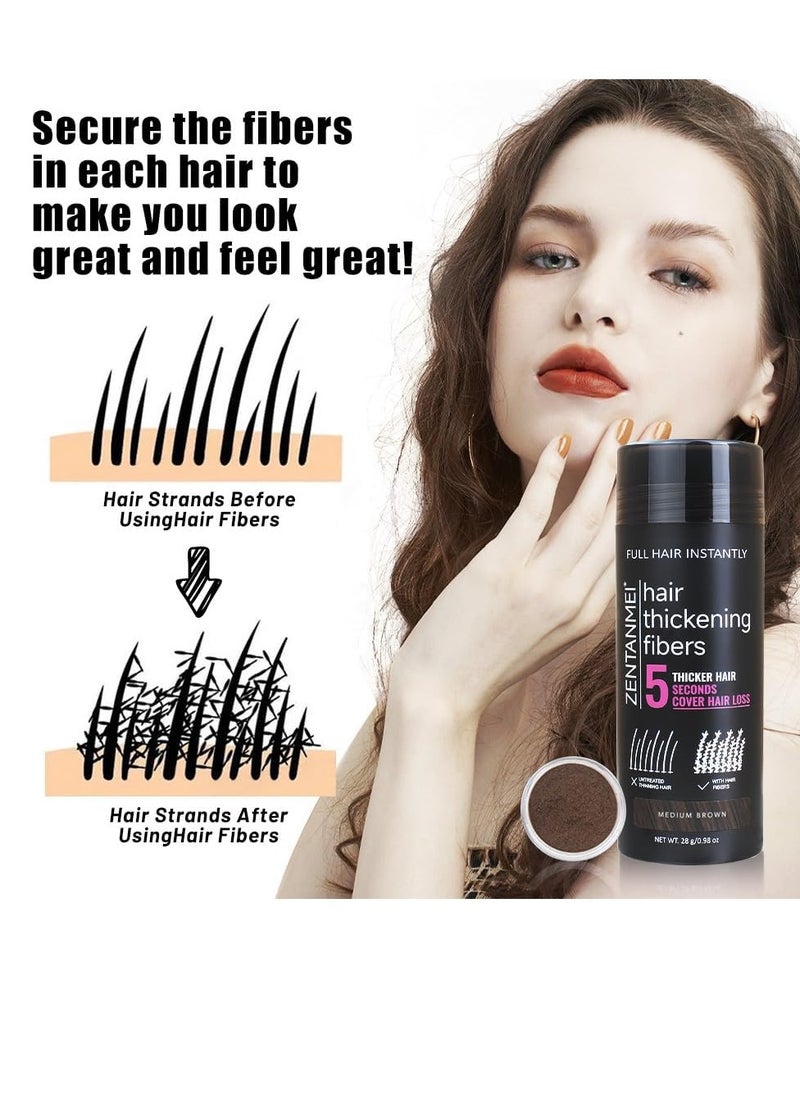 ZENTANMEI Hair Fibers for Thinning Hair for Women All-Natural Hair Building Fibers 0.98 Oz Hair Volume Powder Bald Spot Cover Up for Men & Women (Medium Brown)  - Image 2